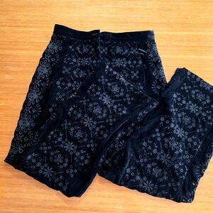 Zara Alina Pants NWT Velvet Lace Eyelet Wide Leg Alina Size Women's L Black